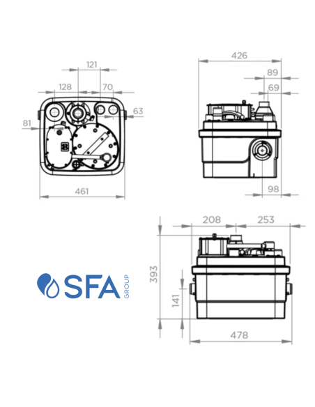 Installazione a pavimento SFA Stazione Di Sollevamento Trituratore SANICUBIC 1 New Model