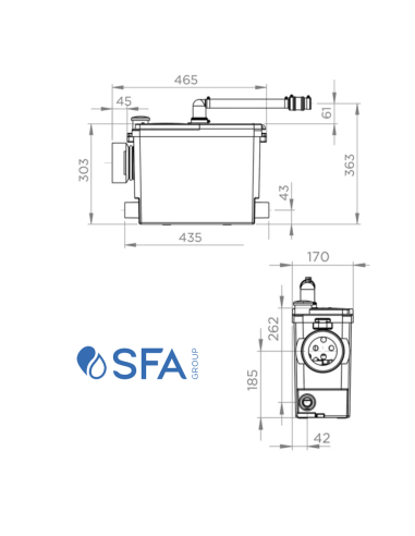Installazione da incasso SFA Trituratore da incasso Sanipack Pro Up New