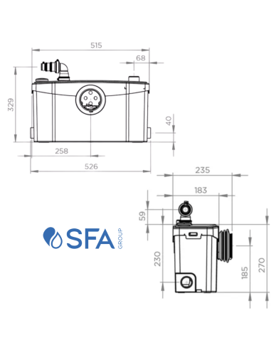 Installazione SFA Trituratore Sanitario Saniplus Up Silence New con WC