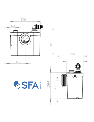 Installazione SFA Trituratore Sanitop Up New con WC e lavandino