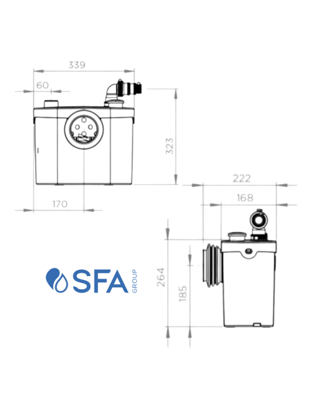 Installazione SFA Trituratore Sanitop Up New con WC e lavandino