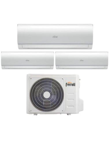 Ferroli Climatizzatore Trial split Giada 9+9+9 con U.E. 2CP001QF-21-3 R 32 Inverter Wi-Fi Classe A++