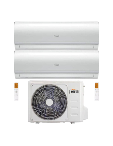 Ferroli Climatizzatore Dual Split Giada M 12+12 con U.E. 2CP001RF-27-3 R32 Inverter Wi-Fi Classe A++