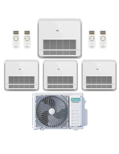 Hisense Climatizzatore Quadri Split Console AKT 9+9+9+12 con 4AMW81U4RJC  R-32 Wi-Fi Optional