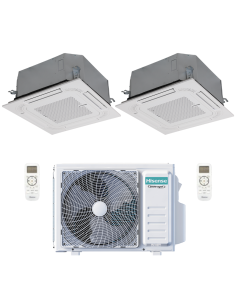 Hisense Climatizzatore Dual Split Inverter a Cassetta ACT 9+9 con 3AMW52U4RJC R-32 Wi-Fi Optional