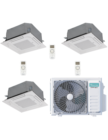 Hisense Climatizzatore Trial Split Inverter a Cassetta ACT 9+12+12 con 3AMW72U4RJC R-32 Wi-Fi Optional
