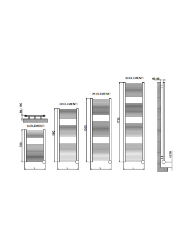 Cordivari Termoarredo Elettrico Lisa 22 Cromato Varie misure