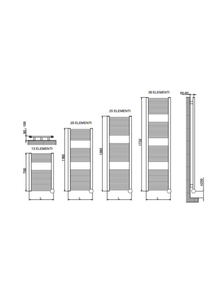 Cordivari Termoarredo Elettrico Lisa 22 Cromato Varie misure
