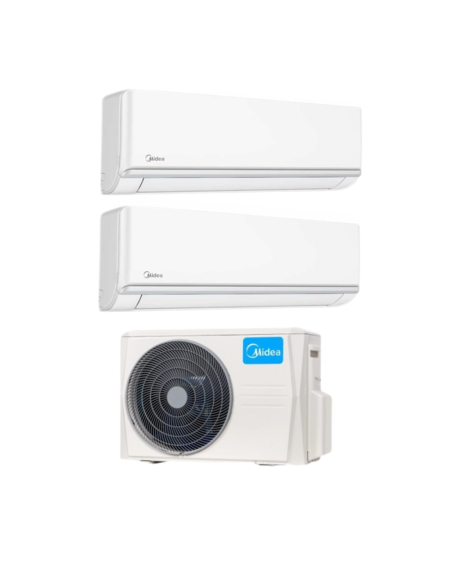 Sistema di climatizzazione Midea ELEGANCE con due unità interne da 12000 BTU e unità esterna