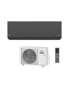 Fujitsu Condizionatore Fujitsu KJ Black R-32 Wi-Fi Integrato installato in un ambiente domestico moderno con design nero opaco.