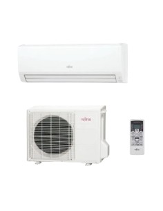 Climatizzatore Condizionatore Fujitsu Inverter Serie Kl R-32 Classe A++ installato a parete in un soggiorno moderno.