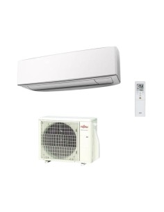 Climatizzatore Condizionatore Fujitsu Inverter Serie Ke White R-32 Wi-Fi Optional installato a parete in un soggiorno moderno.
