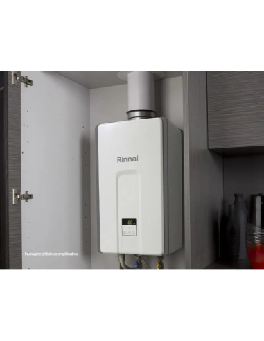 Rinnai Scaldabagno a Gas a Camera Stagna per Interno Infinity 28i a Gpl o Metano LowNox Classe A con Kit Scarico Fumi