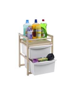 Carrello Cucina in Legno di Faggio Naturale con Due Cassetti e un ripiano