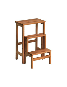 Sgabello pieghevole legno faggio 3 gradini con ribalta