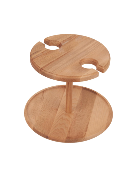 Alzatina legno con due porta bicchieri