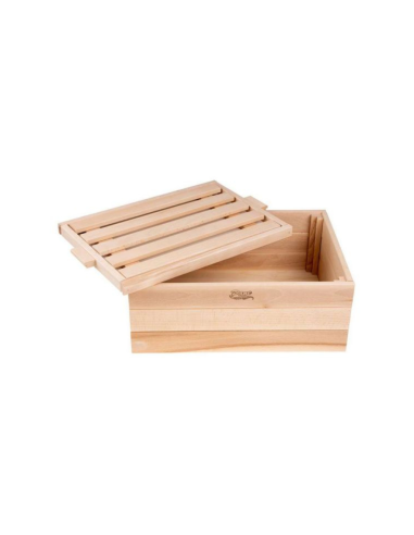 Cassetta porta pane legno con tagliere integrato aperto