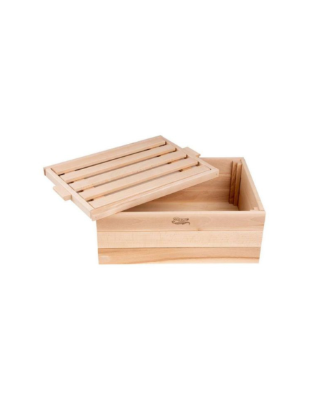 Cassetta porta pane legno con tagliere integrato aperto