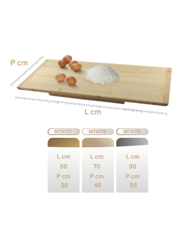 Asse Pasta Legno Abete con Bordo in Varie Dimensioni