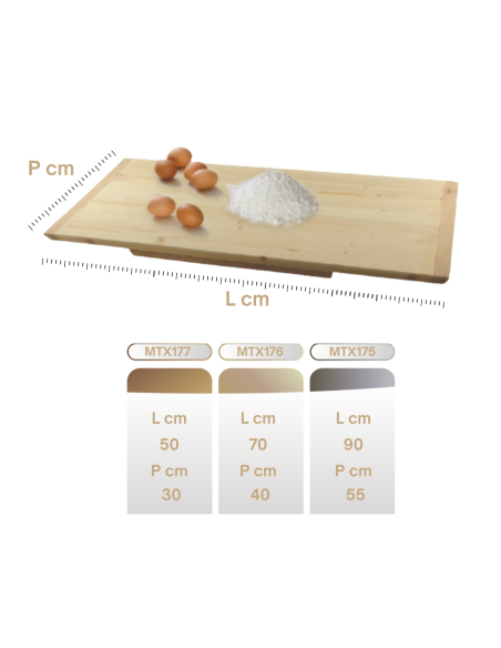 Asse Pasta Legno Abete con Bordo in Varie Dimensioni