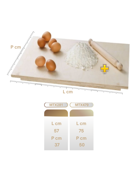 kit spianatoia legno multistrato + mattarello