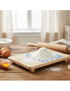 tagliere con ceramica decorata in legno 2