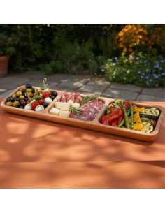Vassoio in legno di faggio con 3 scomparti 2